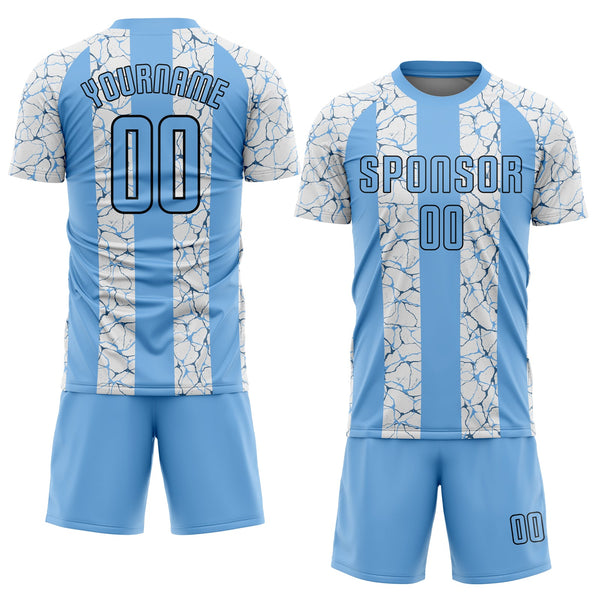Custom Soccer Jersey - Light Blue Black-White Sublimation Uniform