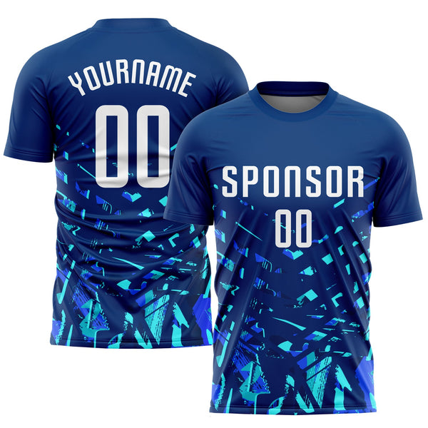 Custom Soccer Jersey - Royal White-Lakes Blue Sublimation Uniform