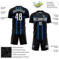 Custom Soccer Jersey - Black White-Light Blue Sublimation Uniform