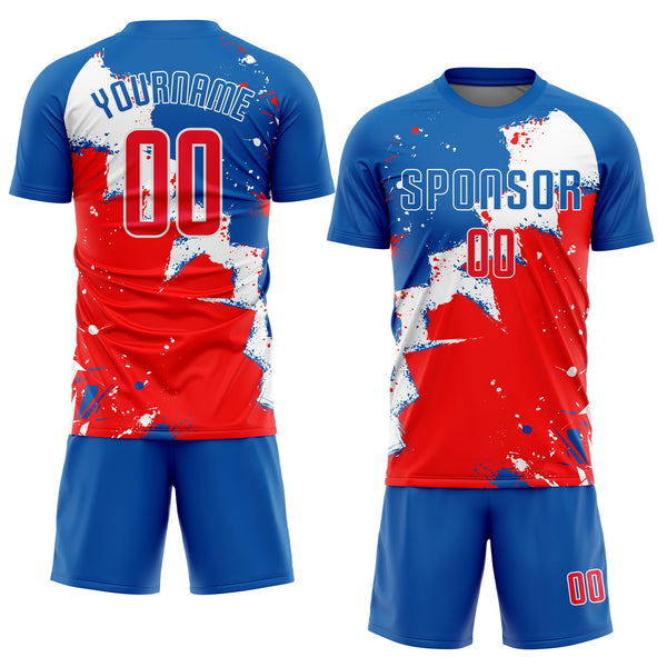 Custom Soccer Jersey - Royal Red-White Sublimation Uniform