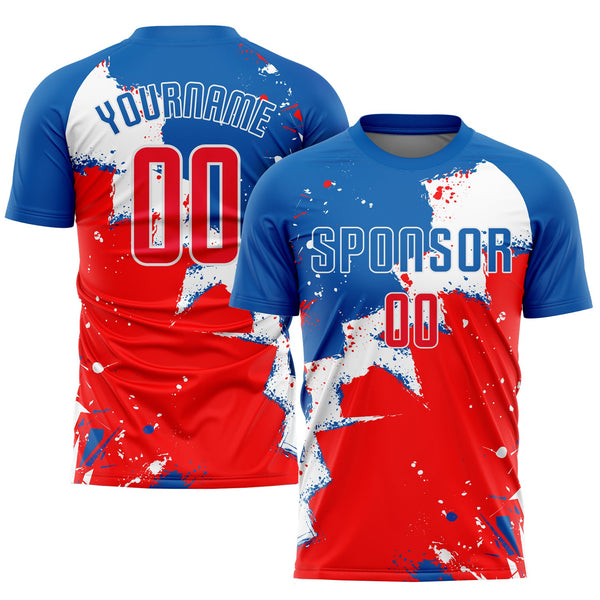 Custom Soccer Jersey - Royal Red-White Sublimation Uniform
