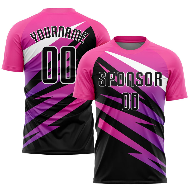 Custom Soccer Jersey - Pink Black-White Sublimation Uniform