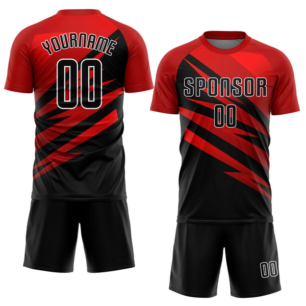 Custom Soccer Jersey - Red Black-White Sublimation Uniform