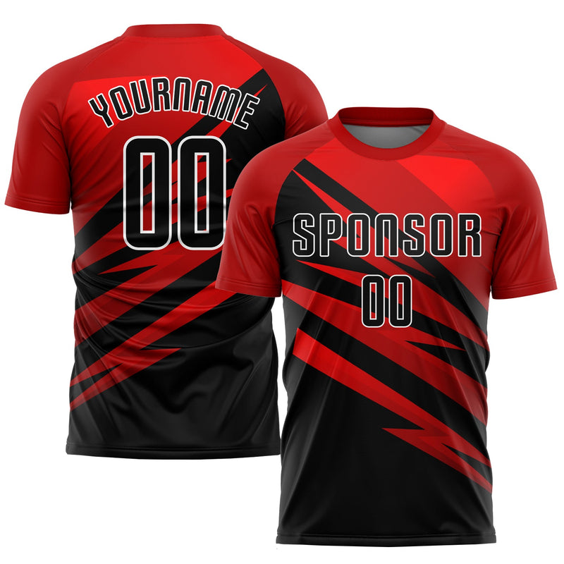 Custom Soccer Jersey - Red Black-White Sublimation Uniform