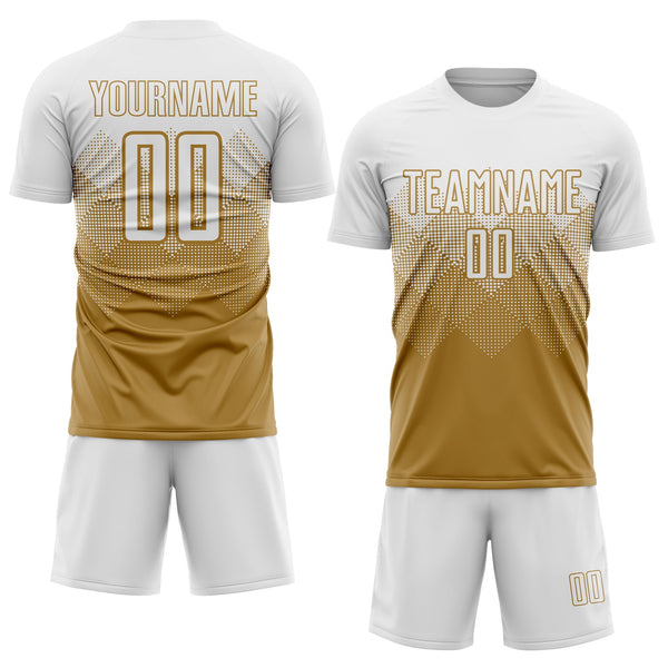 Custom Soccer Jersey - Old Gold White Sublimation Uniform