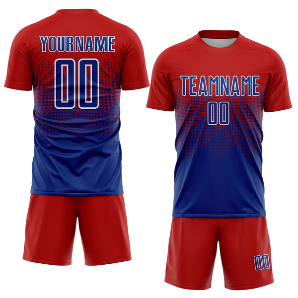 Custom Soccer Jersey - Red Royal-White Sublimation Uniform