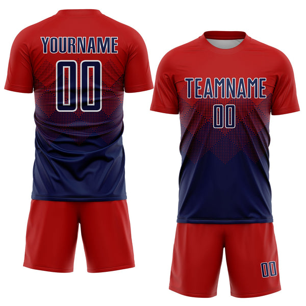 Custom Soccer Jersey - Red Navy-White Sublimation Uniform