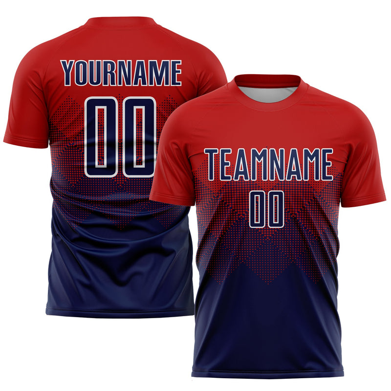Custom Soccer Jersey - Red Navy-White Sublimation Uniform