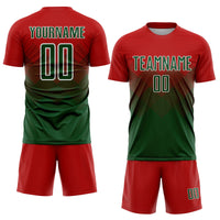 Custom Soccer Jersey - Red Green-White Sublimation Uniform