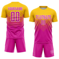 Custom Soccer Jersey - Gold Deep Pink-White Sublimation Uniform