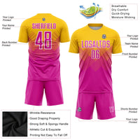 Custom Soccer Jersey - Gold Deep Pink-White Sublimation Uniform