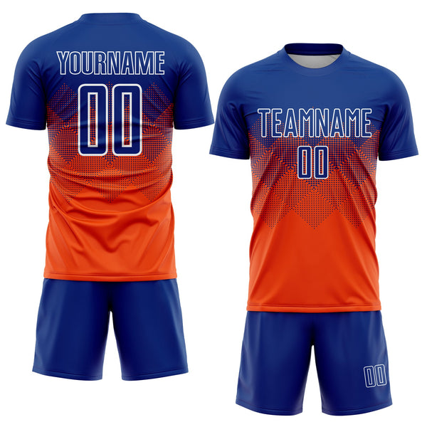 Custom Soccer Jersey - Orange Royal-White Sublimation Uniform