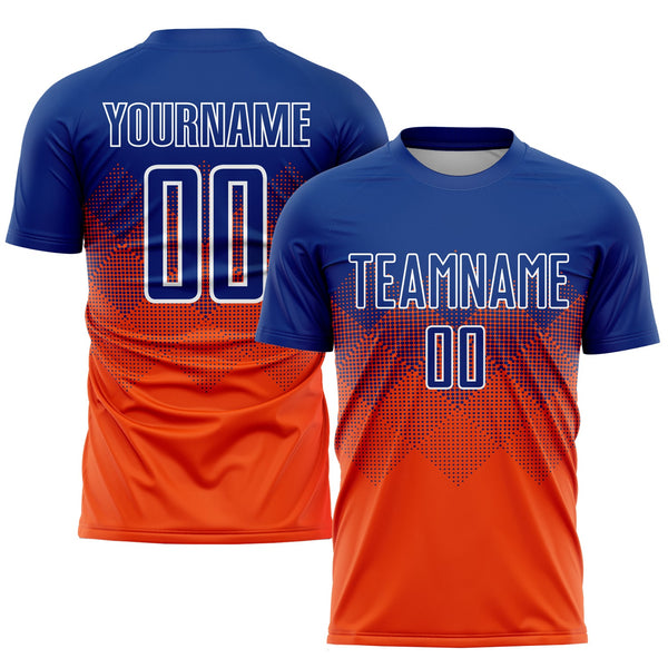 Custom Soccer Jersey - Orange Royal-White Sublimation Uniform