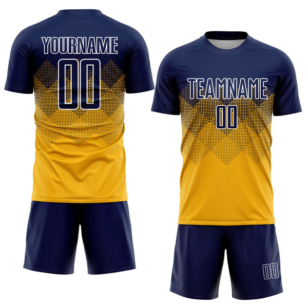 Custom Soccer Jersey - Gold Navy-White Sublimation Uniform