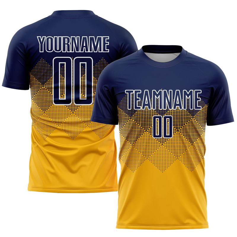 Custom Soccer Jersey - Gold Navy-White Sublimation Uniform