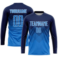 Custom Soccer Jersey - Navy Powder Blue-White Sublimation Uniform