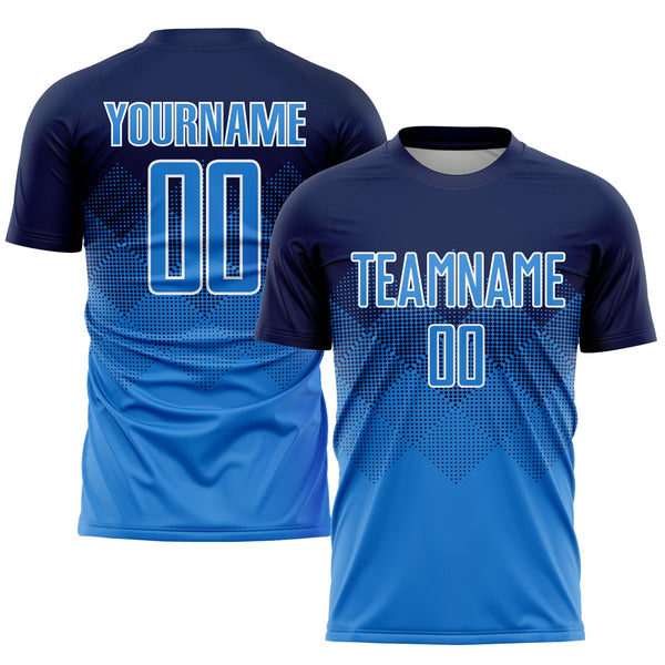 Custom Soccer Jersey - Navy Powder Blue-White Sublimation Uniform
