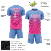 Custom Soccer Jersey - Light Blue Pink-White Sublimation Uniform