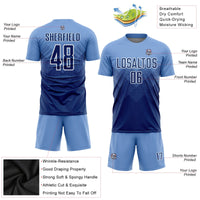 Custom Soccer Jersey - Light Blue Navy-White Sublimation Uniform