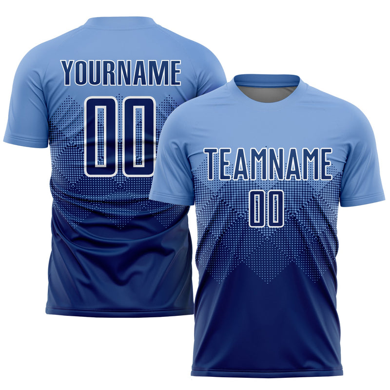 Custom Soccer Jersey - Light Blue Navy-White Sublimation Uniform