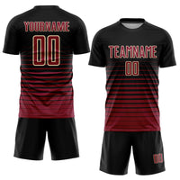 Custom Soccer Jersey - Black Maroon-Cream Pinstripe Fade Fashion Sublimation Uniform