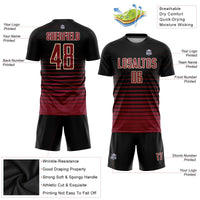 Custom Soccer Jersey - Black Maroon-Cream Pinstripe Fade Fashion Sublimation Uniform