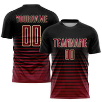 Custom Soccer Jersey - Black Maroon-Cream Pinstripe Fade Fashion Sublimation Uniform