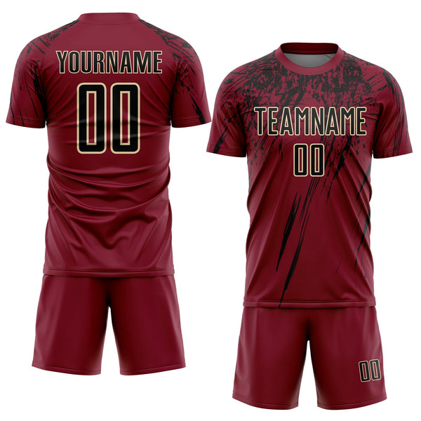Custom Soccer Jersey - Crimson Black-Cream Sublimation Uniform