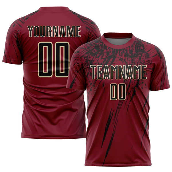 Custom Soccer Jersey - Crimson Black-Cream Sublimation Uniform