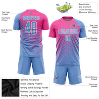 Custom Soccer Jersey - Light Blue Pink-White Sublimation Uniform