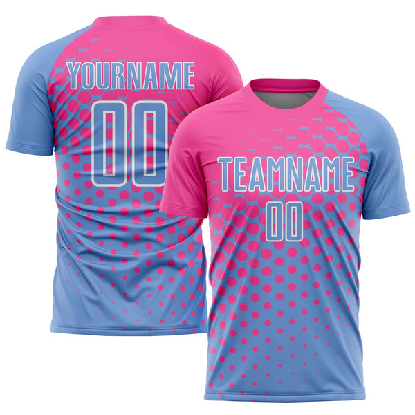 Custom Soccer Jersey - Light Blue Pink-White Sublimation Uniform