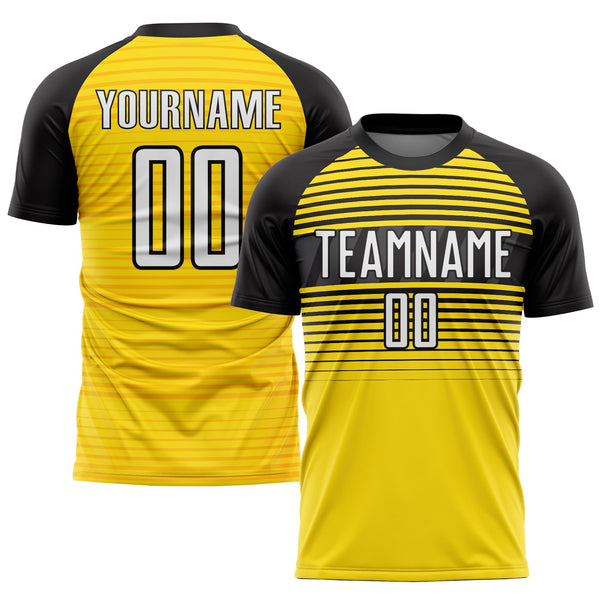 Custom Soccer Jersey - Yellow White-Black Sublimation Uniform