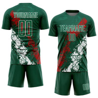 Custom Soccer Jersey - Green Red-White Sublimation Mexico Uniform