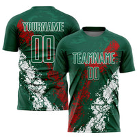 Custom Soccer Jersey - Green Red-White Sublimation Mexico Uniform