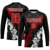Custom Soccer Jersey - Black Red-White Sublimation Uniform