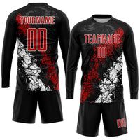 Custom Soccer Jersey - Black Red-White Sublimation Uniform