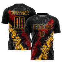 Custom Soccer Jersey - Black Gold-Red Sublimation Uniform