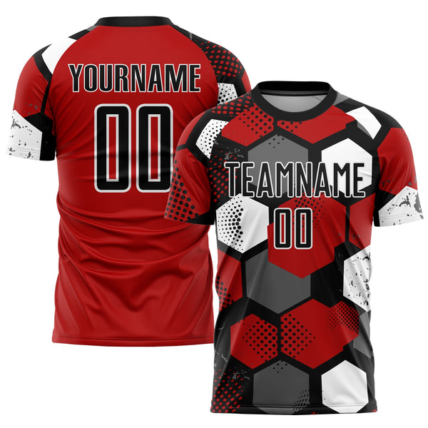 Custom Soccer Jersey - Red Black-White Sublimation Uniform