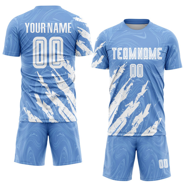 Custom Soccer Jersey - Light Blue White Sublimation Uniform