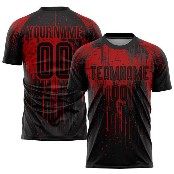 Custom Soccer Jersey - Red Black Sublimation Uniform