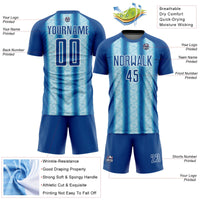 Custom Soccer Jersey - Blue Light Blue-White Ethnic Stripes Sublimation Uniform