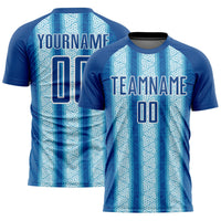 Custom Soccer Jersey - Blue Light Blue-White Ethnic Stripes Sublimation Uniform