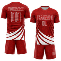 Custom Soccer Jersey - Red White Wind Shapes Sublimation Uniform