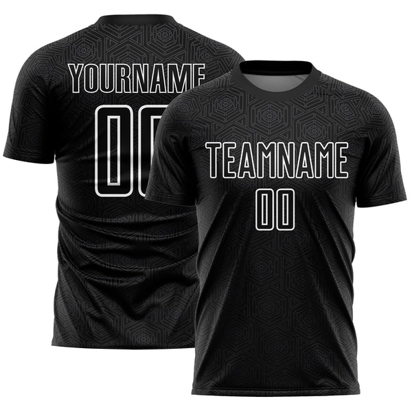 Custom Soccer Jersey - Black White Geometric Shapes Sublimation Uniform