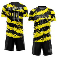 Custom Soccer Jersey - Black Light Yellow-White Splash Sublimation Uniform