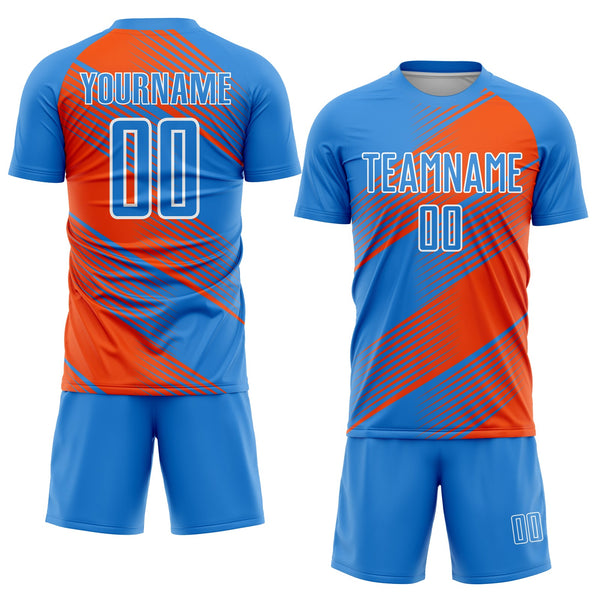 Custom Soccer Jersey - Powder Blue Orange-White Line Sublimation Uniform