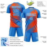 Custom Soccer Jersey - Powder Blue Orange-White Line Sublimation Uniform