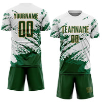 Custom Soccer Jersey - White Green Kelly Green-Gold Abstract Fragment Art Splash Sublimation Uniform