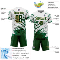 Custom Soccer Jersey - White Green Kelly Green-Gold Abstract Fragment Art Splash Sublimation Uniform