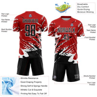 Custom Soccer Jersey - Red Black-White Abstract Fragment Art Splash Sublimation Uniform